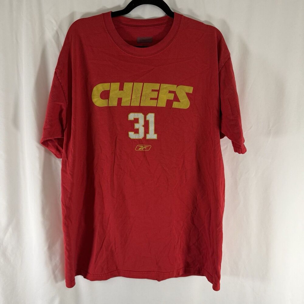 Vintage Chiefs Priest Holmes Shirt Men's Large Red Short Sleeve Crew Neck